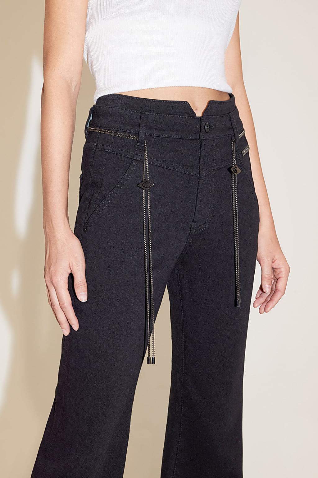 High Waist Flare Jeans With Waist Chain