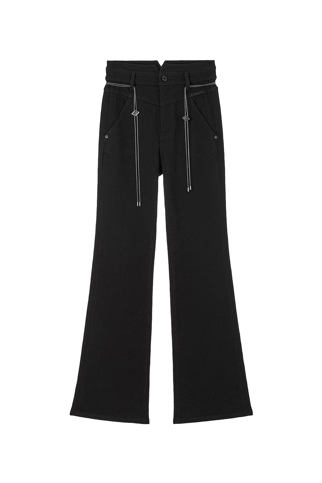 High Waist Flare Jeans With Waist Chain