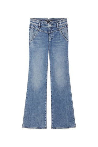 Vintage Slim Fit Flared Jeans With V-Shape Waist