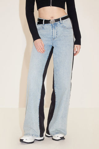 Wide Leg Jeans With Patchwork