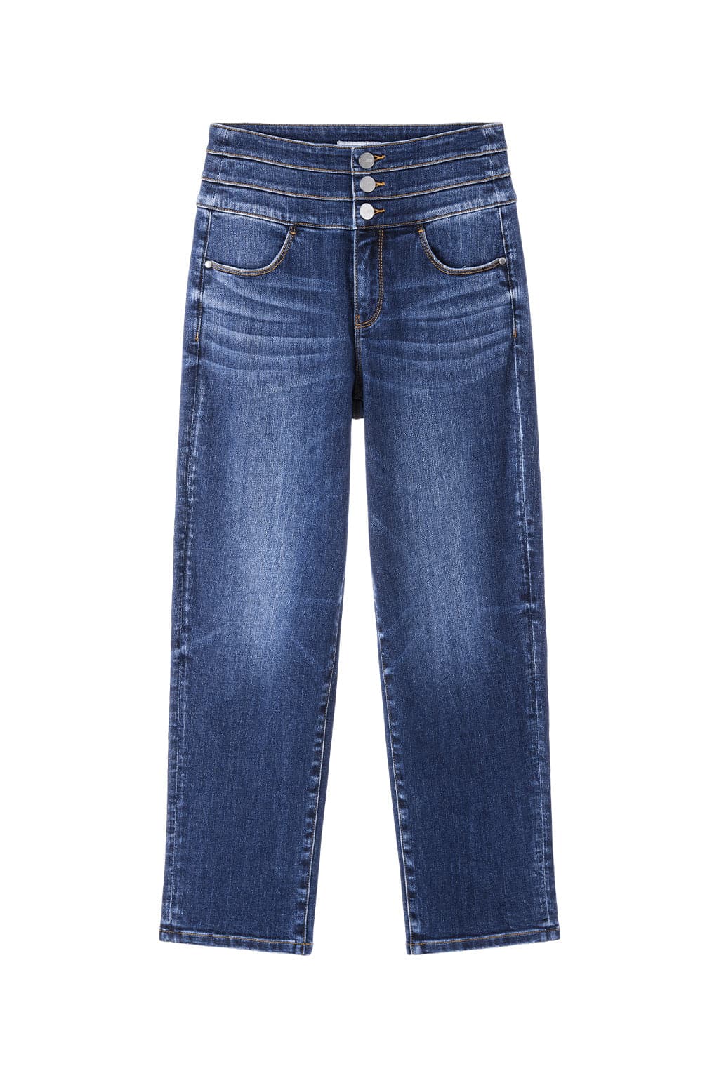 High Waist Navy Blue Straight Fit Jeans