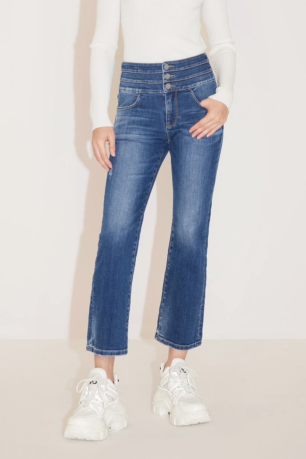 High Waist Ripped Flared Jeans