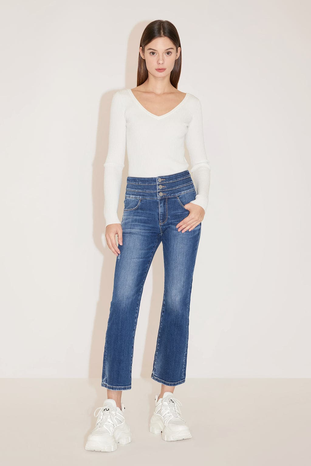 High Waist Ripped Flared Jeans