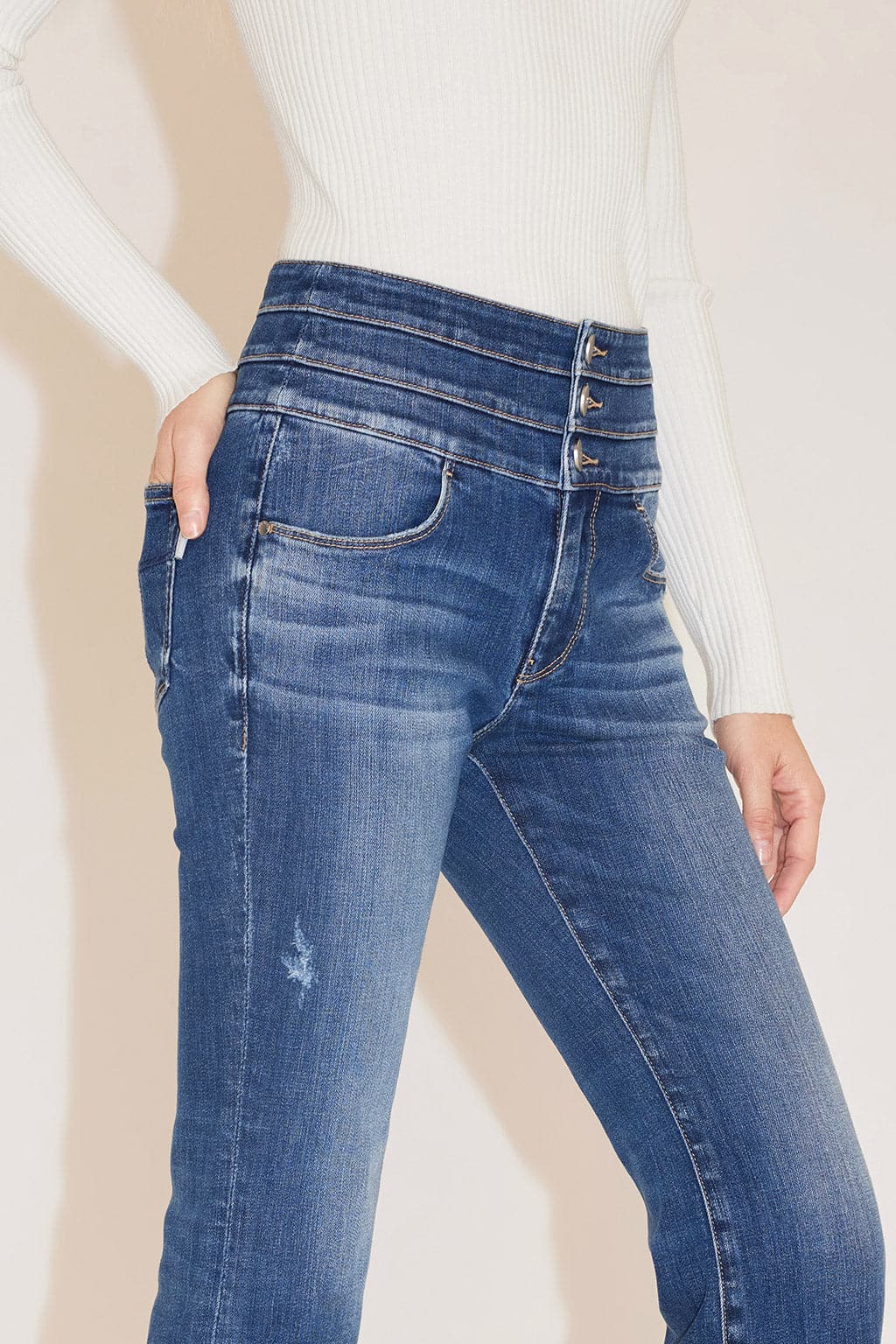 High Waist Ripped Flared Jeans