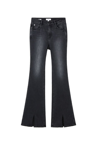 Vintage Black And Grey Slit Flared Jeans