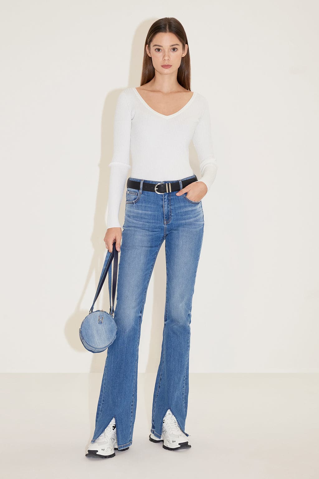 Vintage Slim Fit Flared Slit Jeans