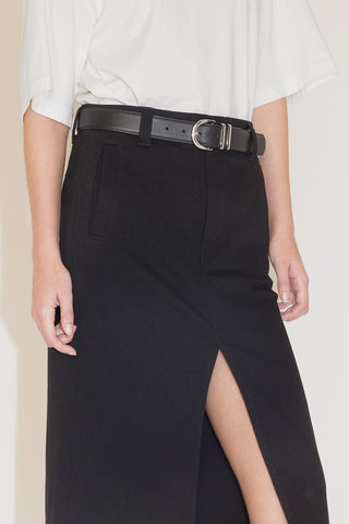 Denim Midi Skirt With Printed