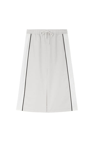 Elastic Waist Colour Contrasting Sporty Slit Skirt