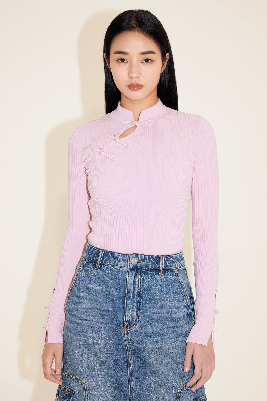 Knitted Sweater With Button Design