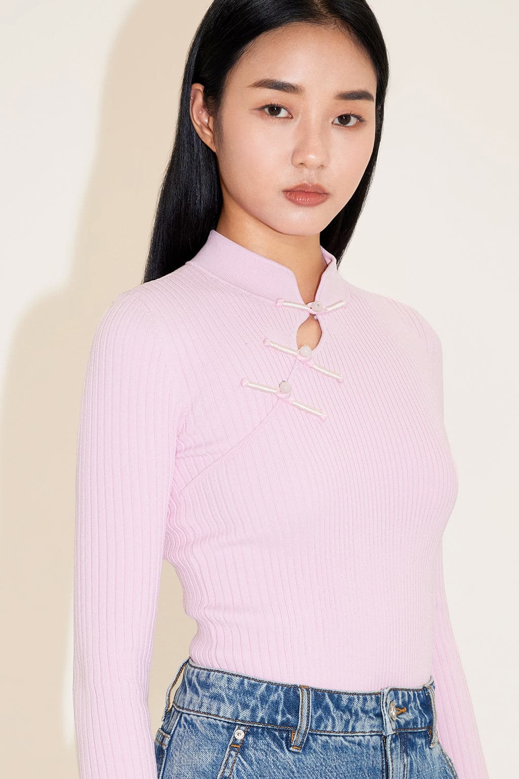 Knitted Sweater With Button Design
