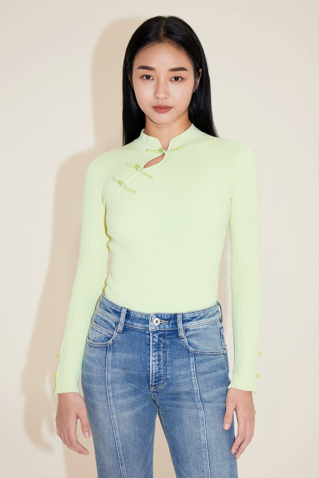 Knitted Sweater With Button Design