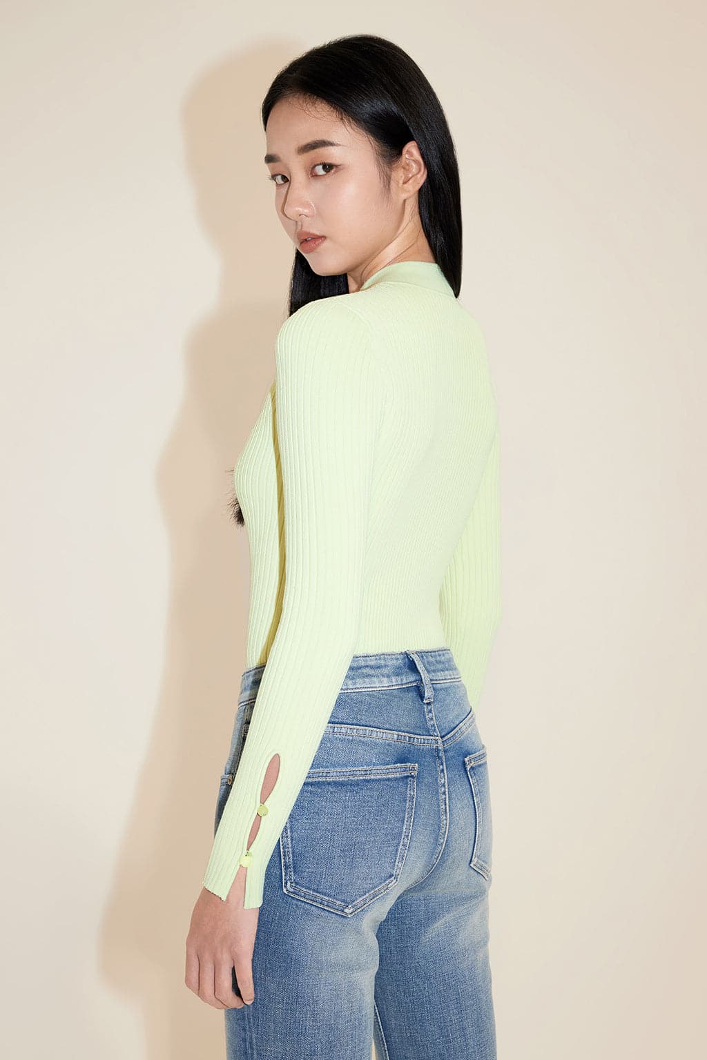 Knitted Sweater With Button Design