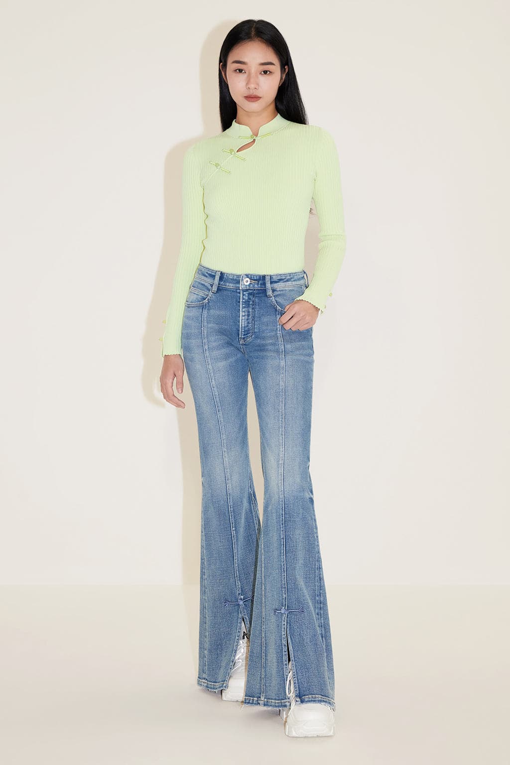 Knitted Sweater With Button Design