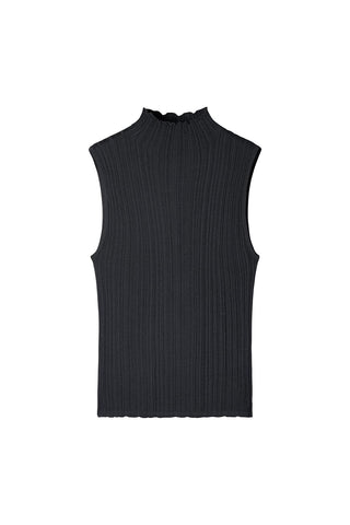 Turtleneck Knitted Vest With Mulberry Silk