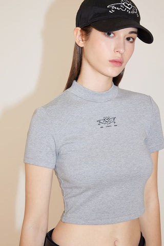 Cropped T-Shirt With Printed Logo
