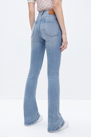 Flared Jeans With Cut Out In Waistline