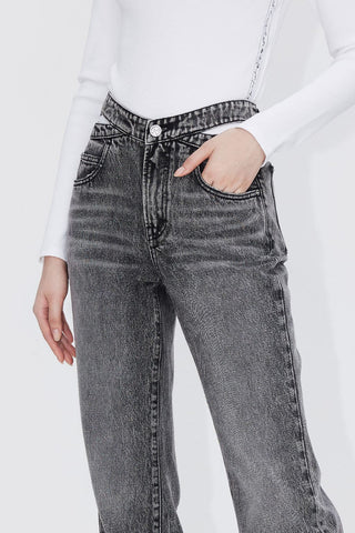 Flared Jeans With Cut Out Waistband