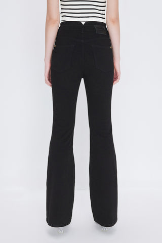Black Denim Jeans With V Shape Waist And Gold Chain