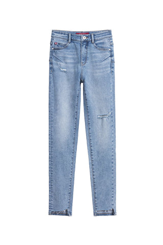 Stretch Slim Fit Vintage Blue Ripped Jeans