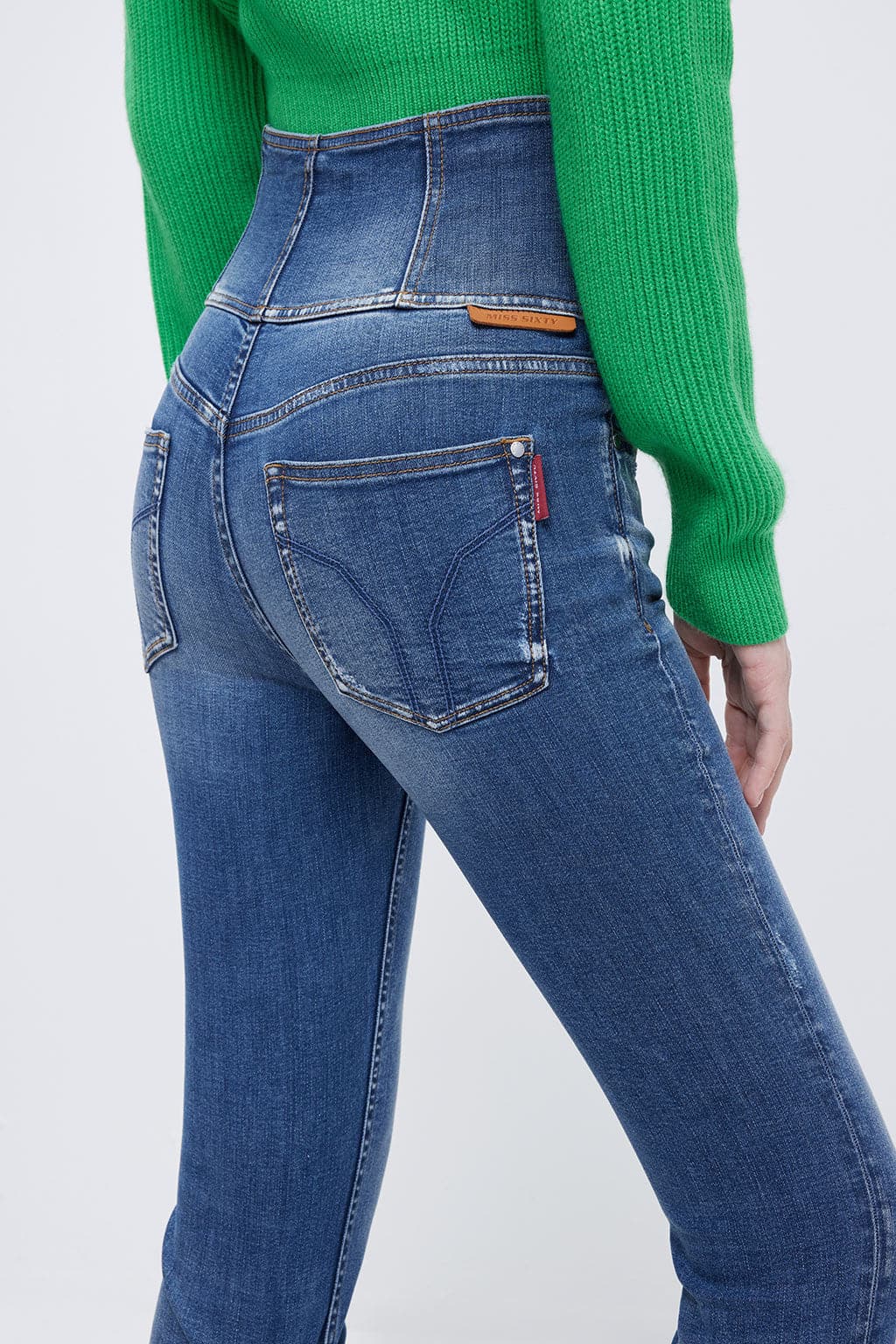 New Women's High Waist Jeans Four Button Denim Pants Casual Slim