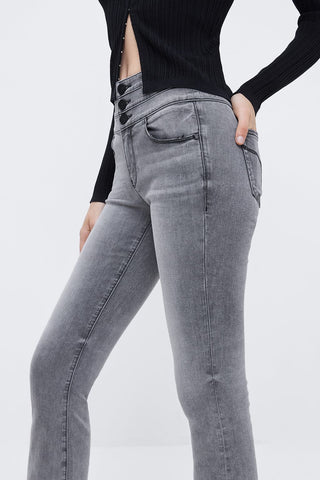High Rise Stretch White Bootcut Jeans