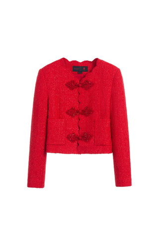 Forbidden City Culture Development Tweed Jacket With Oriental Buckle