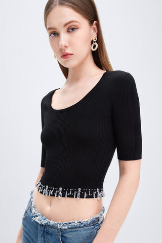 Knit Top With Beaded Embellishment
