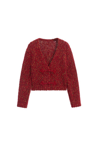 Forbidden City Culture Development Knitted Cardigan With Oriental Buckle