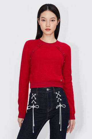 Forbidden City Culture Development Knitted Top With Chinese Knot