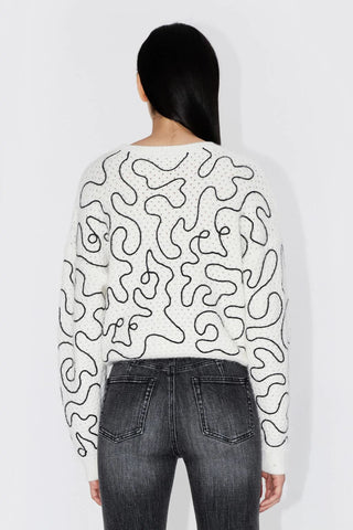 Round Neck Embroidered Hollow Jumper