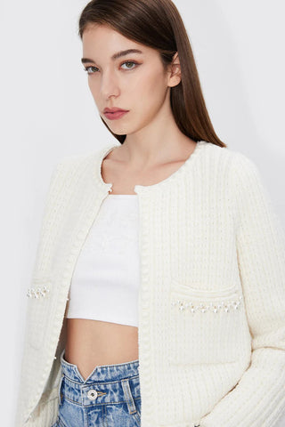 Stylish Wool Jacket With Pearls