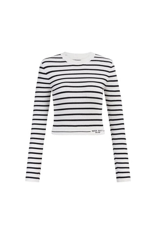 High Stretch Long Sleeves Striped Knitted Top