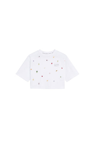 T-Shirt With Fruit And Beaded Embroidered