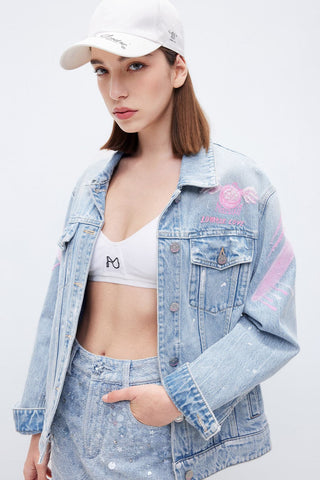 Miss Sixty x ANDRÉ SARAIVA Capsule Collection Spray Paint Effect Denim Jacket