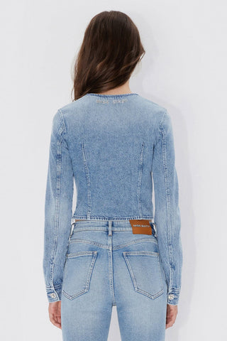Vintage Square Neck Acetate Denim Shirt