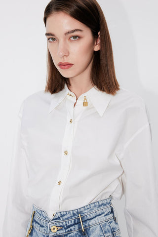 Long Sleeves Shirt With Gold Buttons
