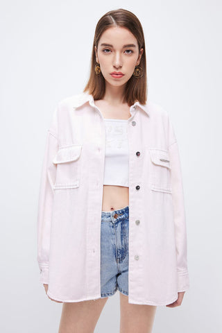 Stylish Light Pink Denim Shirt