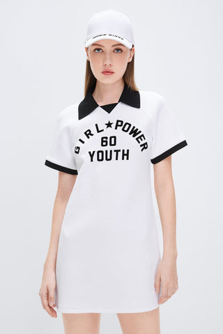 Contrasting Colour English Letter Dress