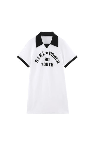 Contrasting Colour English Letter Dress