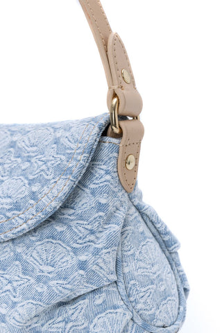 Jacquard Denim Blue Shoulder Bag