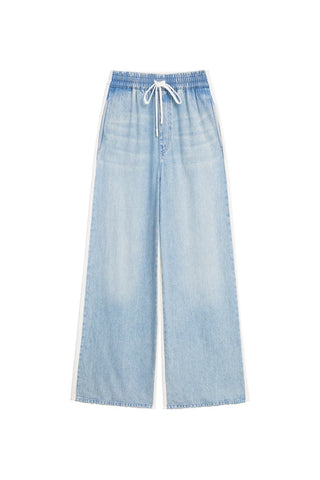 Draped Wide-Leg Jeans With Tencel