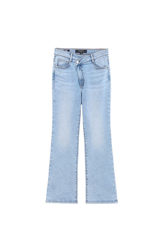 Asymmetric Low-rise Slim Bootcut Jeans With Silk