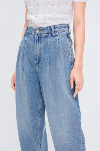 High-Waist Linen Blend Straight Fit Jeans