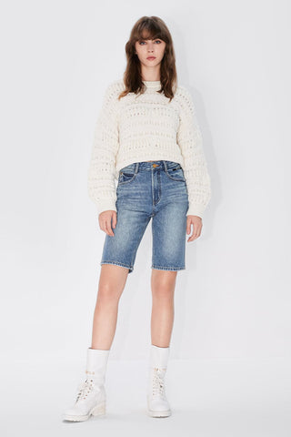 Linen-Blend Denim Shorts