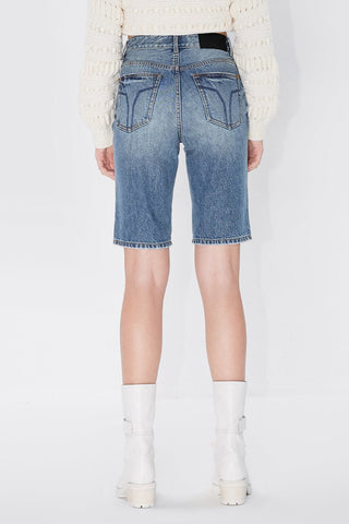 Linen-Blend Denim Shorts