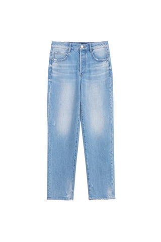 Straight Denim Jeans With Silk