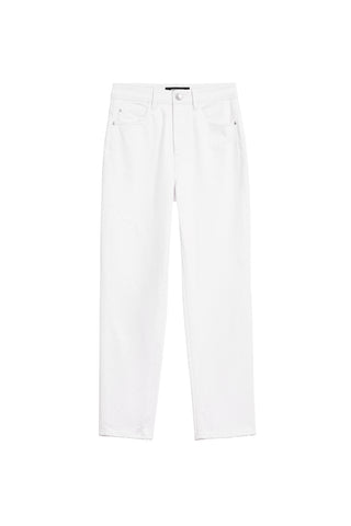 Straight White Denim Jeans With Silk