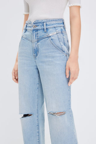 V-Shape Waist Silk Denim Jeans