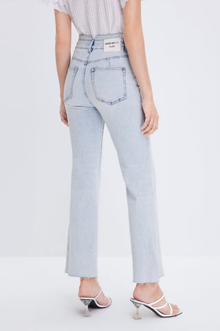 Light Blue Stretchy Flare Jeans With Silk Blend