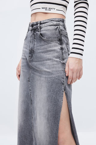 Vintage Slit Denim Skirt